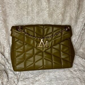 Olive Quilted Chain Shoulder Bag